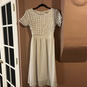 Polagram White Lace Midi Dress